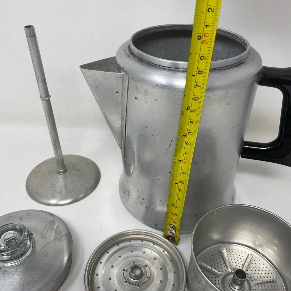 Mirro Percolator Silver Aluminum Vintage Stovetop Coffee Pot M-0809